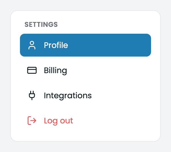Manage Profile sidebar
