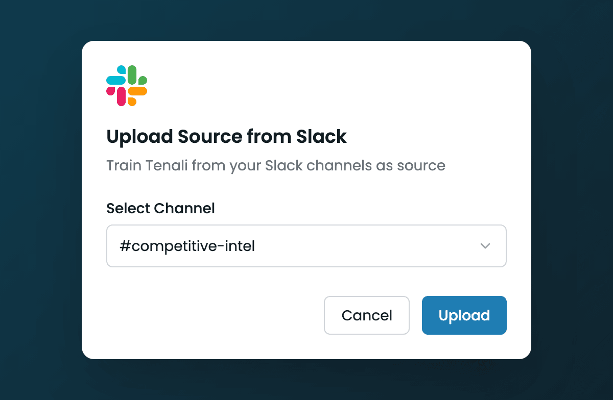 Upload Source from Slack dialog