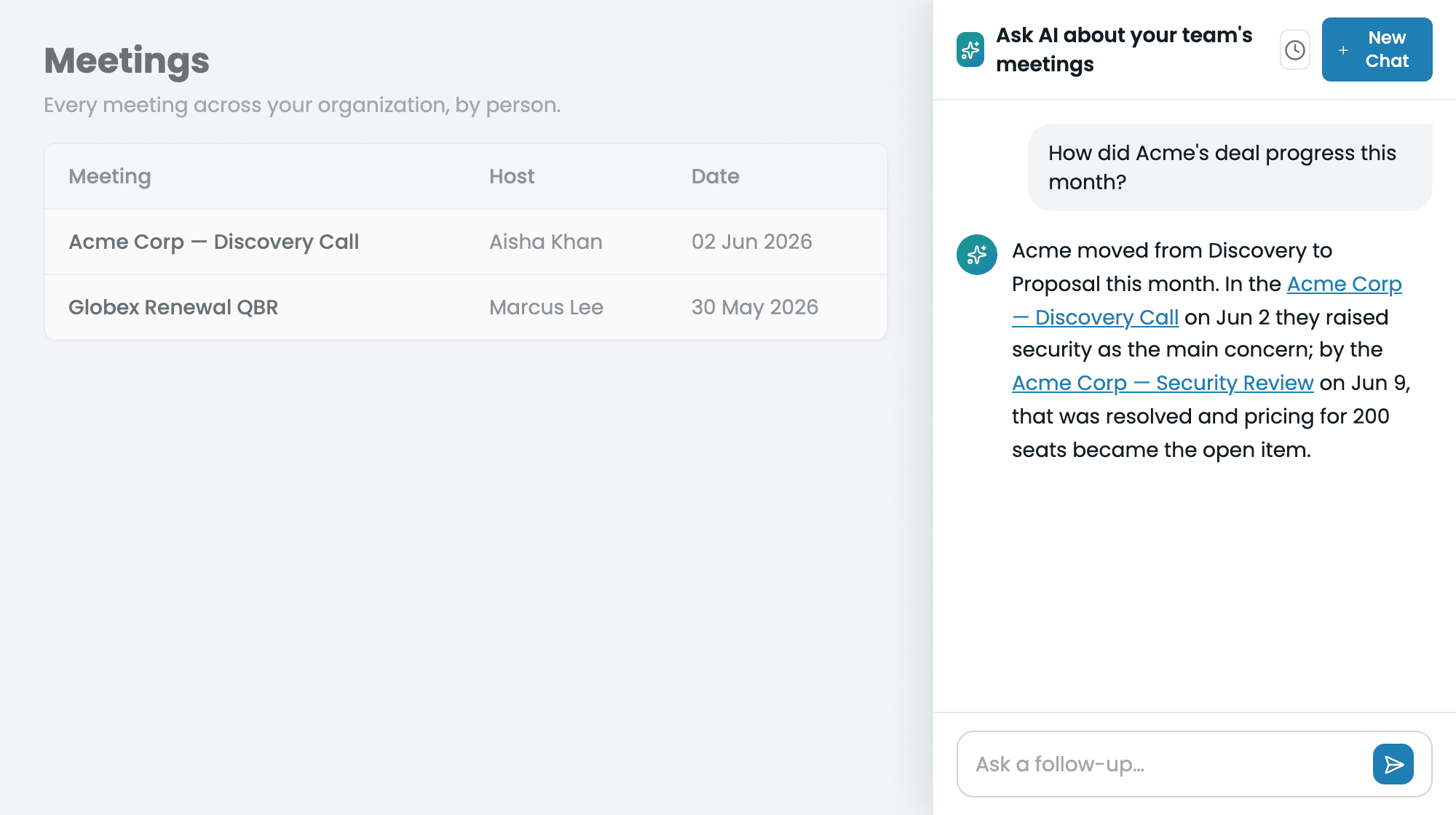 Org-wide chat panel
