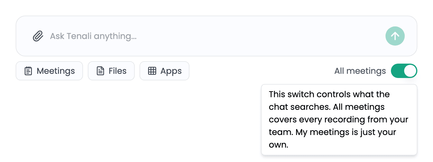 All meetings switch in the chat input
