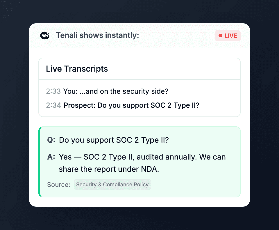 Live answers in the overlay